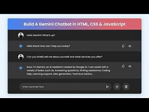 Build A Google Gemini Chatbot in HTML CSS & JavaScript | Chatbot Like ChatGPT and Gemini