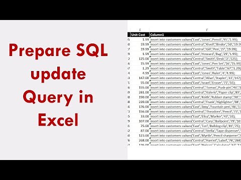 Create an SQL update Query in Excel