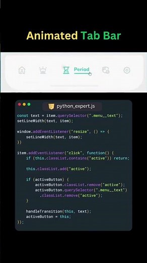 Animated Tab Bar UI | CSS + JS Modern Navigation #shorts #coding #tabbar #tabbar #programming #html