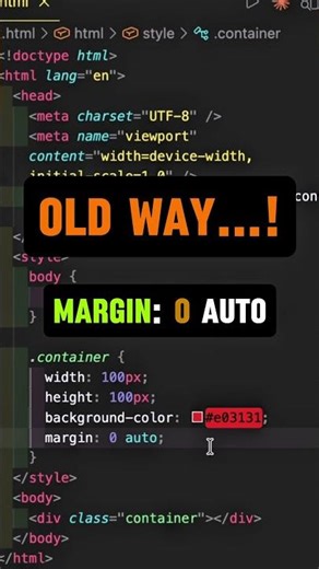 Center a Div in 20 Seconds: EASY Code! #shorts #html #css