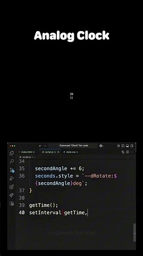 Analog Clock 🕑 Using HTML CSS JavaScript | Real-Time Clock Project for Beginners #WebDev