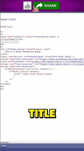 Using jQuery Modal Popup in ASP.Net MVC
