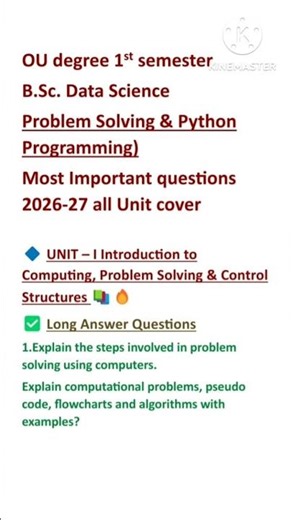 OU Degree 1st Sem|B.Sc Data Science|Problem Solving & Python Programming|MOST Important Que 2026–27