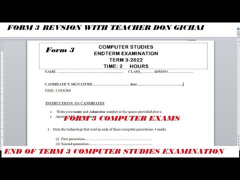 FORM 3 Computer Studies Examination | End of Year Computer Studies Exam Revision | End of term 3