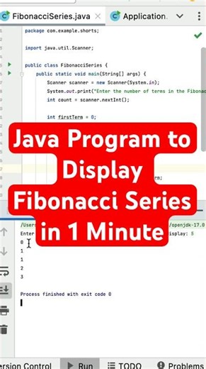 Java Program to Display Fibonacci Series #java