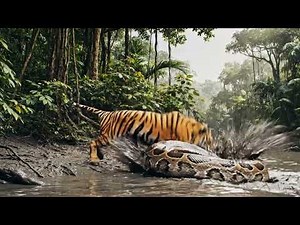 "Tiger vs Python – Clash at the Riverbank" #wildlife #tiger