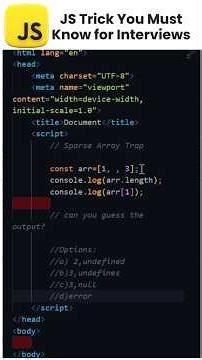 JavaScript Sparse Array Trap 🤯 | Most Asked Interview Question | #javascript