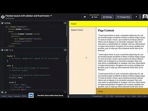 Flexbox layout with sidebar and fixed footer