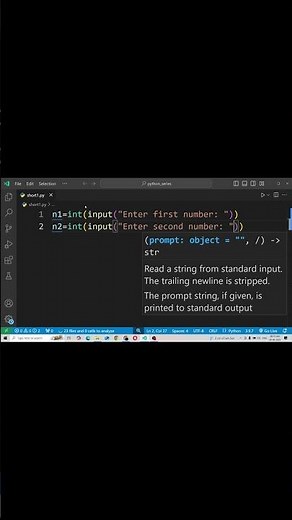 Add two number using python #pythoncode #shorts #viral #learnpython