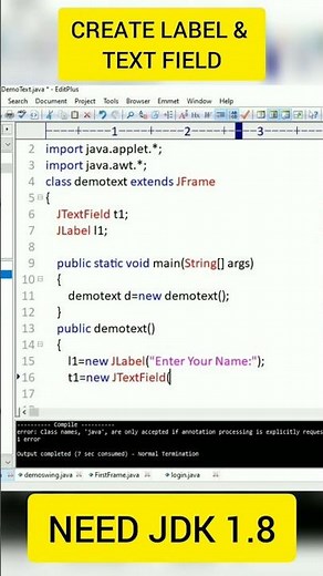 Create text field and label using java (swing) #java #programming #coding #apnikaksha #javatutorial