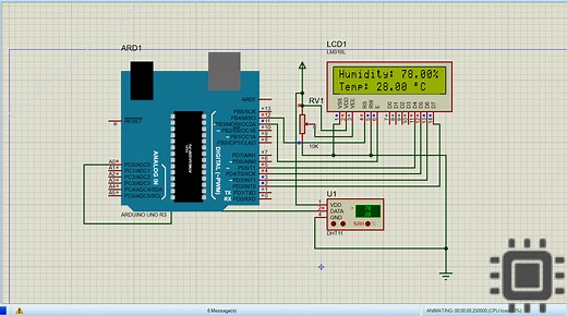 DHT11 Humidity and Temperature Sensor with LCD in Proteus
