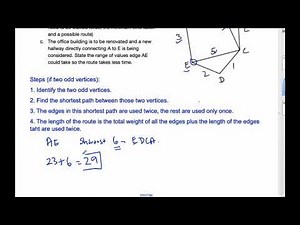 IB MAI HL - 13.04.1 Chinese Postman Problem - 2 Odd Vertices