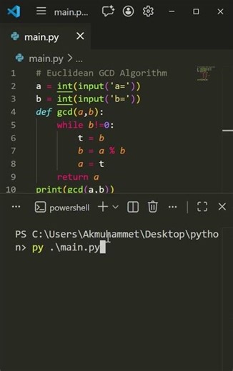 Euclidean GCD Algorithm in Python using return functions