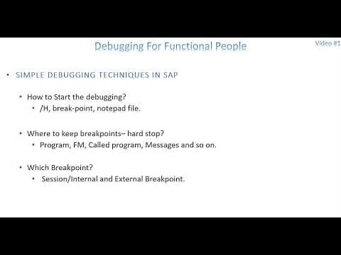Video 1 - Debugging For SAP Functional People