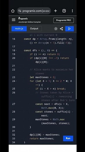 Stone Game II | JavaScript Dynamic Programming | LeetCode Solution Explained