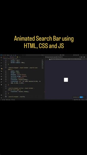 Animated Search Bar with HTML, CSS & JS ✨ #webdev #html #css #shorts