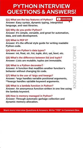 Python Interview Questions and Answers