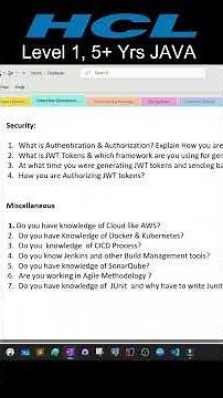 Java, Spring Boot & MicroServices Interview Questions | HCL Technologies | Level 1 | 5+ Yrs