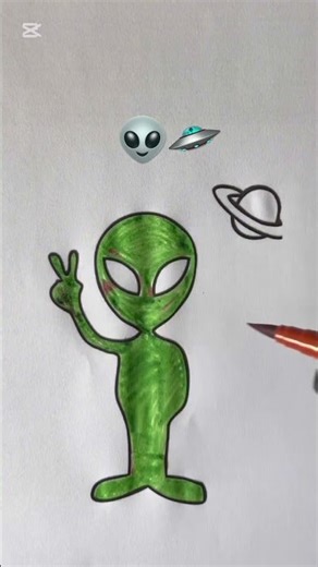 Coloring an Alien👽🛸#art youtubeshorts#alien#trend