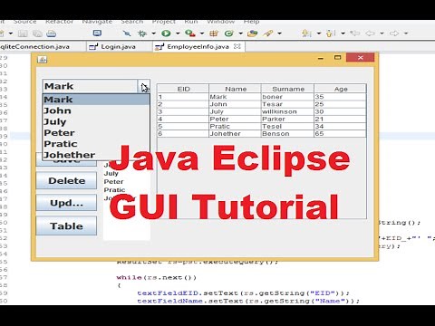 Java Eclipse GUI Tutorial 9 # Populate JTable data from database in java Eclipse and Sqlite