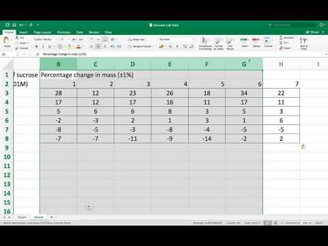 Creating a data table in Excel