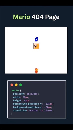 Mario 404 Page using HTML CSS and JavaScript 🤯⚙️ #coding #animation #mario