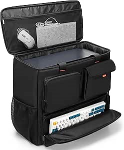 Trunab PC Desktop Carrying Case Compatible with ATX/M-ATX mainframe chassis, with Multiple Storage Pockets, PC Tower Bag, Traveling Carrier for Keyboard, Cable, Mouse and Headphone, Bag Only