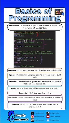 Programming Basics: Pseudocode, Variables & Control Flow Explained #softwareengineer #pseudocode