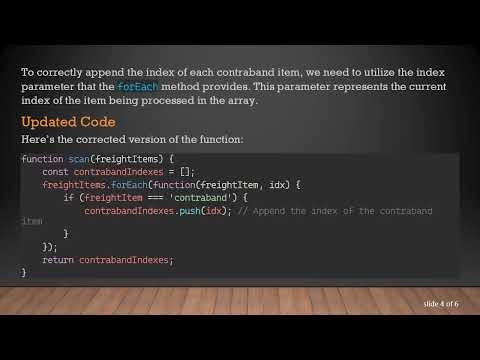Fixing JavaScript .push() Command: Identifying Contraband