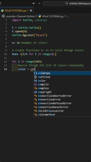 Magical Colorful Spiral in Python 🐢 | Turtle Graphics Loop Tutorial