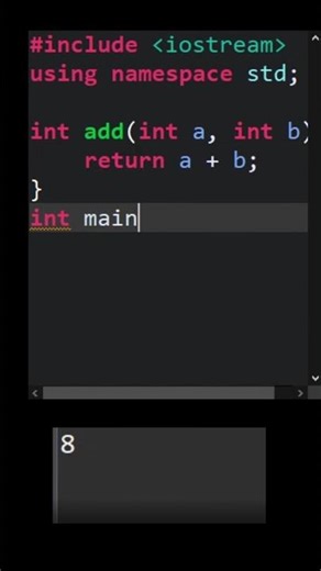 Add Two Numbers Using Return Function in cpp in 30 sec!!