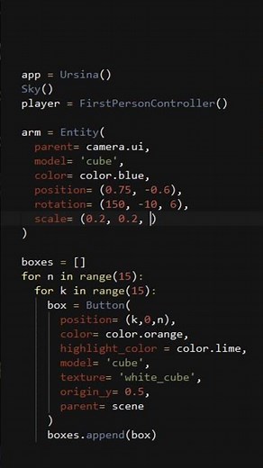 Create Player Arm - Minecraft in Python (Ursina Engine) Part 3