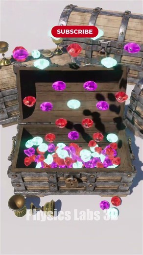 Treasure Chest with Gold Coins and Gems Satisfying ASMR Sound ON #shorts