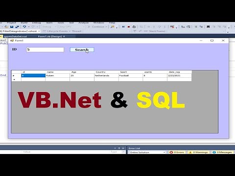 VB.net Tutorial: Fill and Filter Datagridview with SQL database Using dataset