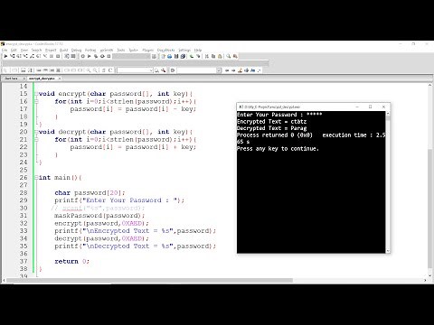 Encrypt and Decrypt Password with Key in C Programming