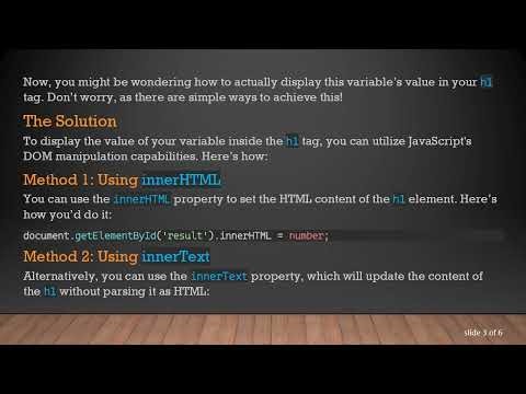 How to Dynamically Display a Variable Value in an h1 Using HTML and JavaScript