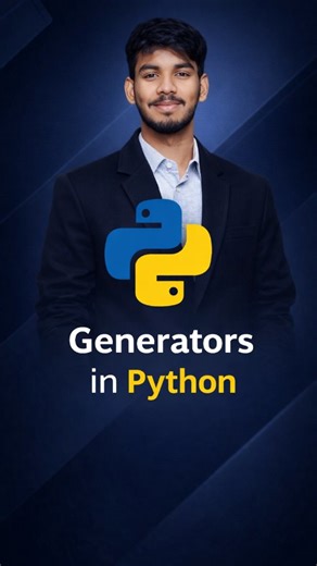 Prashant Kumar | Python Generator Explained in Seconds Ever wondered how Python handles values one at a time without storing everything in memory? This... | Instagram