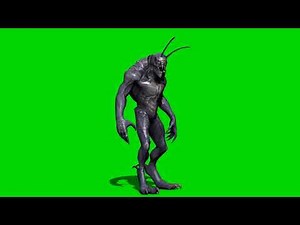 Alien creature in motion - green screen - free use