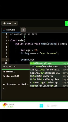 How to Create Variables in Java | Java Basics #Shorts
