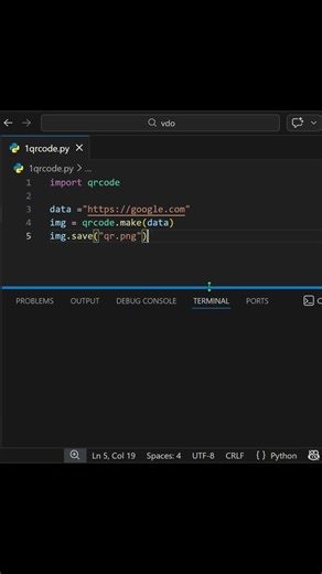 Create QR Code using Python 🐍 #python #coding #qrcode #pythonshorts #learnpython