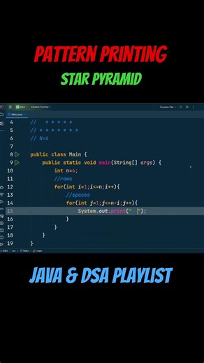Learn this Star Pyramid Pattern in 24 Seconds #devjava #coding #javaprogramming