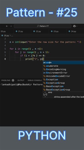 Python Pattern #25– Zig-Zag NO.🔥 | Beginner Friendly #shorts #coding #python