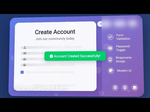 Responsive Sign Up Form using HTML, CSS & JavaScript | Modern UI Design for Beginners