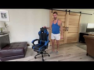 Ergonomic Gaming Chair with Footrest, PU Leather Video Game Chairs for Adults, Reclining Gamer