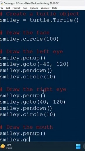 Draw Smile face in Python without Turtle Graphics