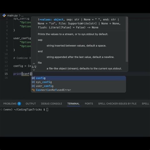 Combining Dictionaries In Python Using **