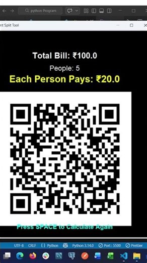 Build a QR Payment Split Tool Using Only Python 🐍 #PythonProject#CodeByPrompt#PythonBeginner#ai