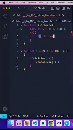 How to print 1 to 100 prime number | JavaScript program to print prime number 1 to 100#javascript