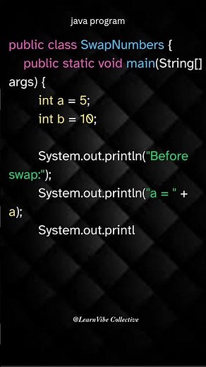 🔁Java Swap Trick! |Learn how to swap two numbers using a temp variable💻#JavaProgramming#CodingTips