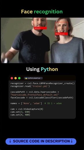 Real‑Time Face Recognition Using Python & OpenCV 👤🧠 #Shorts #coding #programming #python #opencv